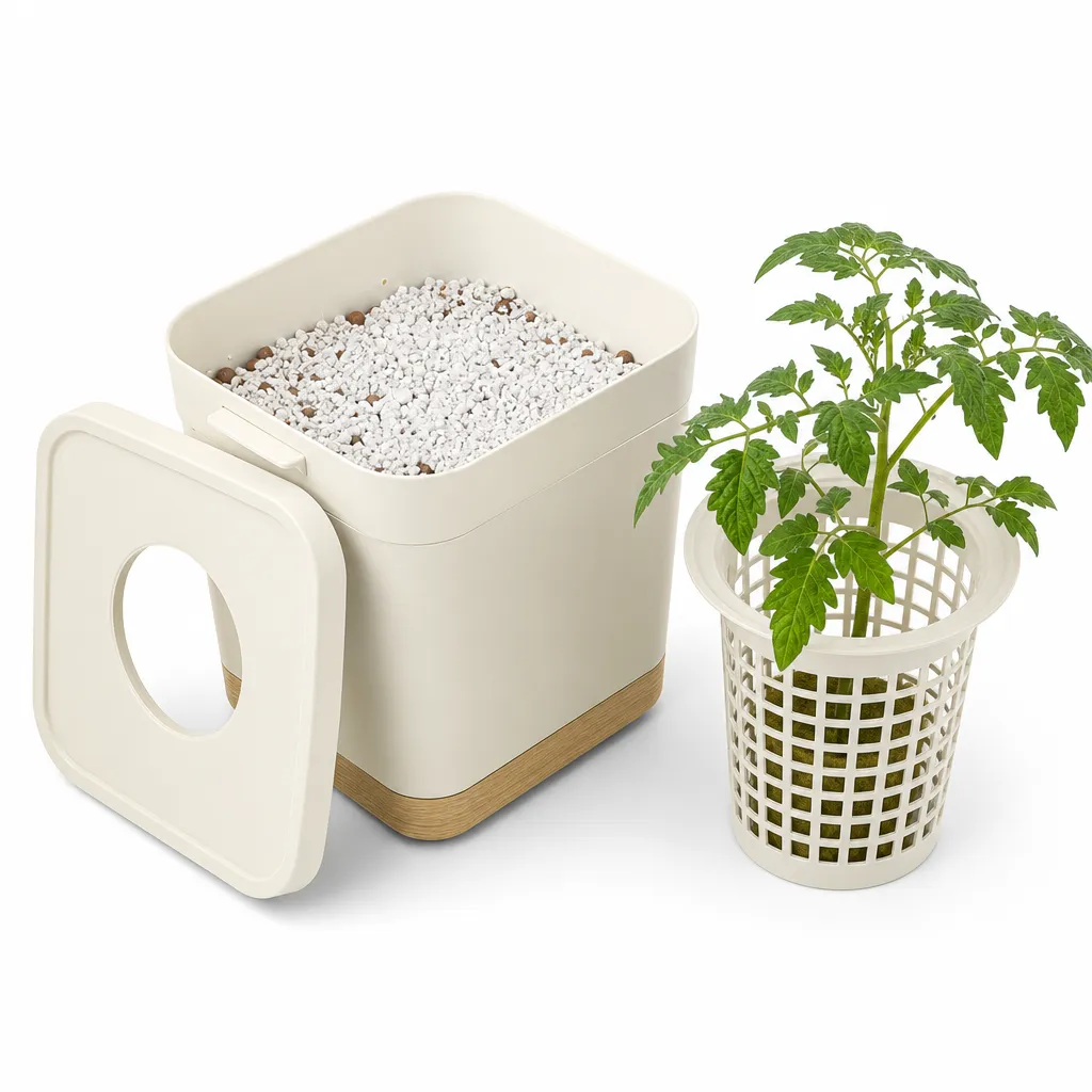 Steg 3: Fyll hinkarna med lecakulor i botten och perlit ovanpå, och plantera i nätkrukorna.