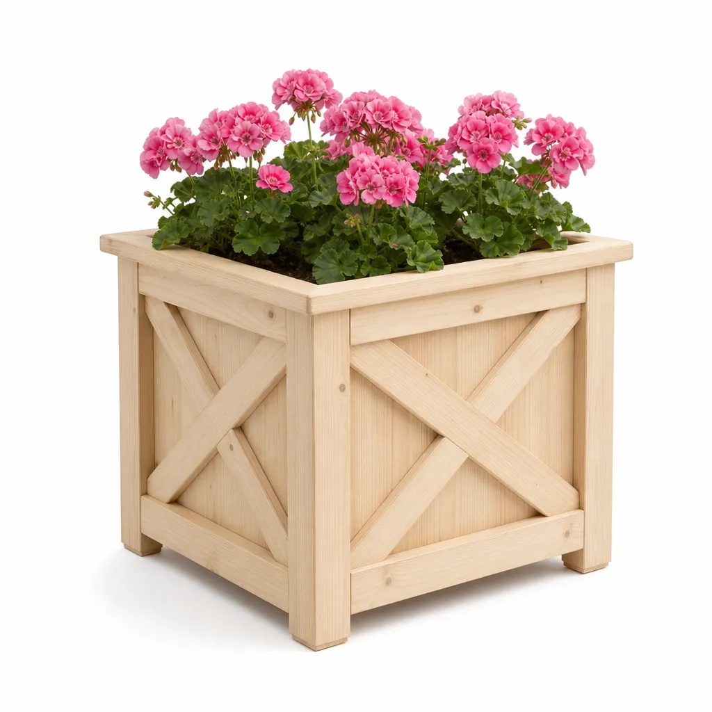 Greta med pelargoner