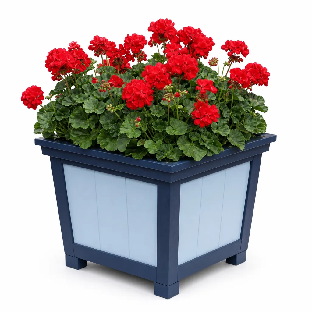 Linnéa med pelargoner