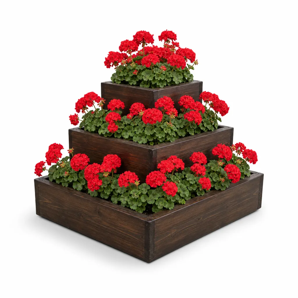 Märta med pelargoner