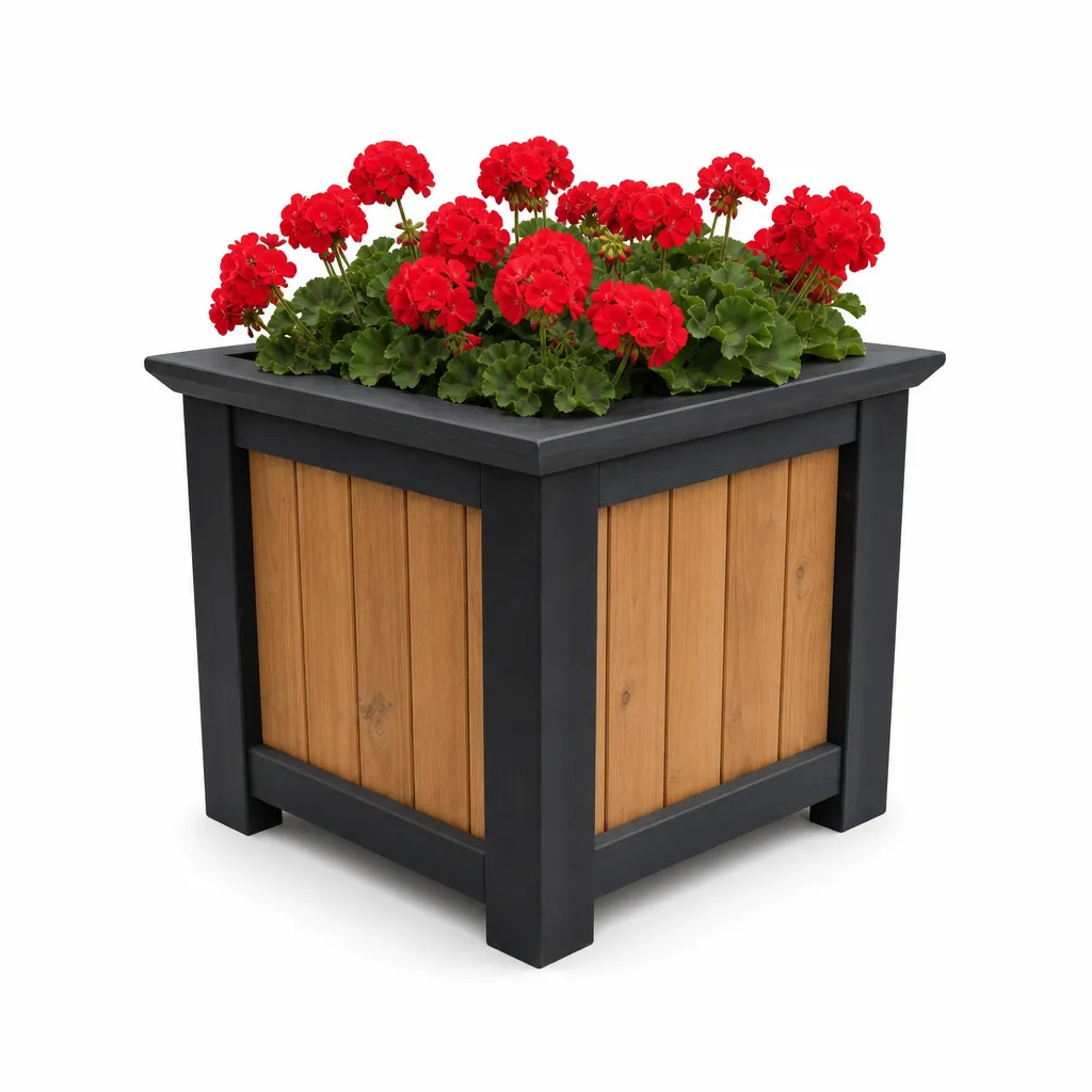 Vera med röda pelargoner